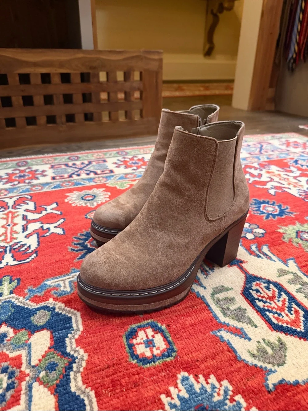 Altar'd State Brown Suede Platform Chelsea Booties